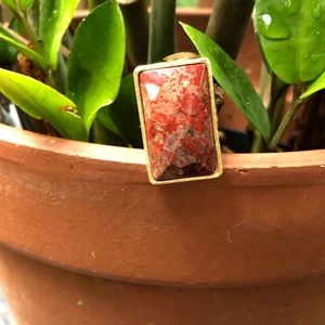 18k gold clad coral ring. Size 6.